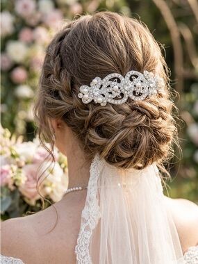 Bridal Pearl & Crystal Hair Comb - Silver